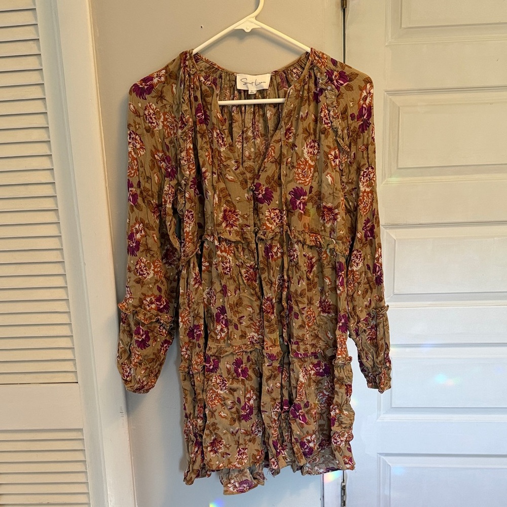Sweet Lemon Size L Floral Long Sleeve Dress